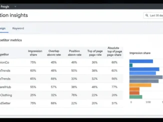 Google Ads Auction Insights report showing competition comparison
